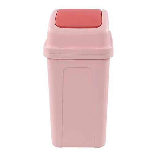 Vista 11 de Bote de basura de plástico de 1.8 galones con tapa abatible, cubo de basura pequeño, color verde