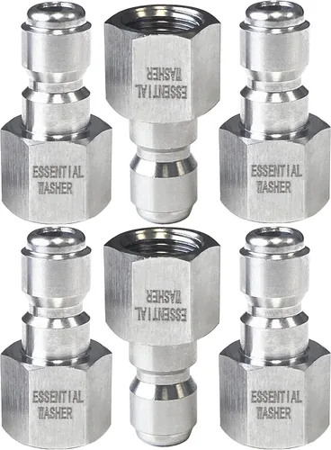 Vista 6 de Essential Washer Enchufe hembra NPT de 1/4 pulgadas de acero inoxidable Accesorios de conexión rápida para lavadora a presión 5000 PSI Juego