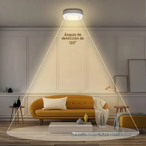 Vista 2 de Luces LED activadas con sensor de movimiento para armario, luz de techo LED inalámbrica activada para interiores, funciona con pilas, 300 lm