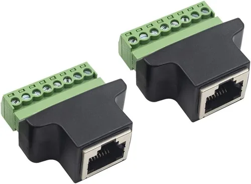 Vista 2 de Poyiccot RJ45 Breakout, conector adaptador de terminal de tornillo RJ45, paquete de 2 conectores hembra 8p8c a conector de terminal de tornillo de 8
