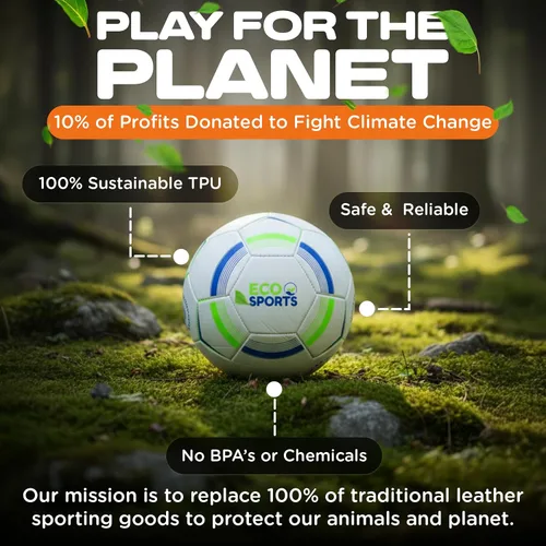 Vista 5 de Eco Sports Soccer Ball, Size 3, 4, & 5 PVC Free, Recycled TPU Material, Long Air Retention for Practice & Games BPA Free Non Toxic, Better Balls