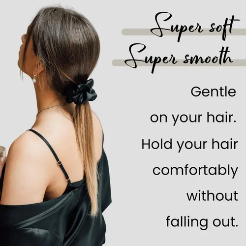 Vista 5 de WIGI Juego de 2 coleteros de seda, 100% seda de morera pura, no daña el cabello para mujeres, súper suave, elegante, apto para todo tipo de cabello
