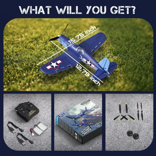 Vista 6 de VOLANTEX F4U Corsair 4 canales - Avión de control remoto con 3 modos de vuelo y estabilización XPilot, avión RC 2.4G para adultos principiantes