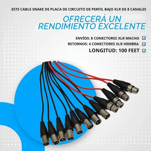 Vista 4 de Seismic Audio Altavoces 8 canales de bajo perfil XLR Enviar Sub Snake Cable, cable divisor XLR, 100 pies