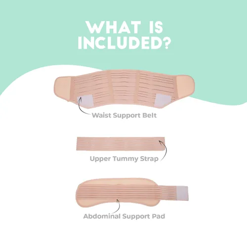 Vista 2 de MOMMY O CLOCK Cinturón de maternidad, soporte para el embarazo, banda de soporte para el vientre transpirable 4 en 1, soporte ajustable