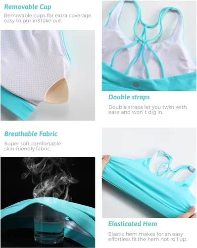 Vista 68 de Brasieres deportivos para mujer, con relleno, tipo camiseta sin mangas, sexis, con espalda cruzada, de alto impacto, largos, ideales para practicar