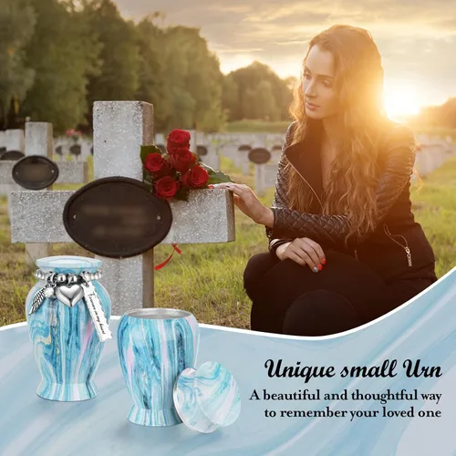 Vista 5 de Dletay Urnas pequeñas personalizadas para cenizas humanas, recuerdo de 2.85 pulgadas, mini urna de cremación conmemorativa para mujeres y hombres
