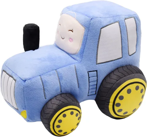 Vista 4 de Juguete de peluche de tractor de felpa suave, almohada de peluche súper linda, excelente regalo para niños o fiesta de cumpleaños de 12 pulgadas Azul