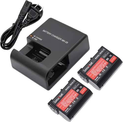 Vista 2 de Paquete de 2 baterías EN-EL15 EL15a EL15b EL15c 2100mAh y cargador