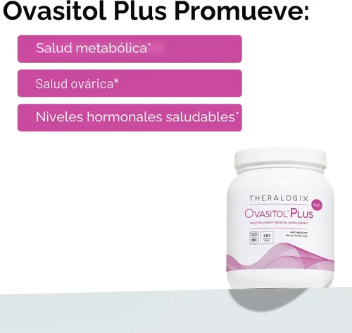 Vista 8 de Theralogix Ovasitol Plus Bote Suplemento de Salud Metabólica - Mio-Inositol y D-Chiro Inositol+Picolinato de Cromo+Alfa-lactalbúmina y Vitamina D