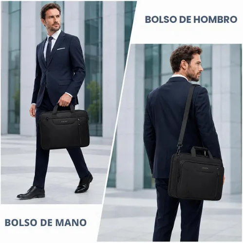 Vista 2 de EMPSIGN Maletín para computadora portátil para hombre, estuche para Negro/Negro