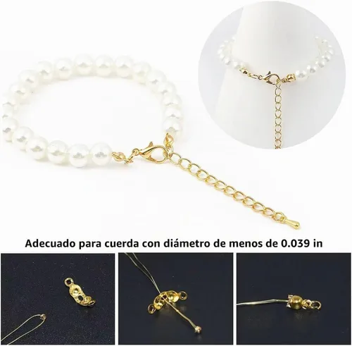 Vista 3 de Juego de 1500 piezas de puntas de cuentas, cubiertas de nudo, puntas de crimpado, juego de cuentas de extremos calotte, cubiertas de cuentas Dorado