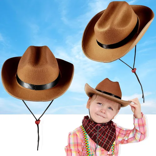 Vista 6 de Hercicy Sombrero de Vaquero Occidental para Niños Sombrero de Vaquera para Niños y Niñas Disfraz de Vestir, Suministros para Fiestas de Navidad