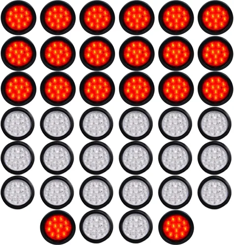Vista 30 de Kit de tapones de cableado con cubierta de hule para luz trasera LED redonda de 4", 12 ledes, para RV, camioneta