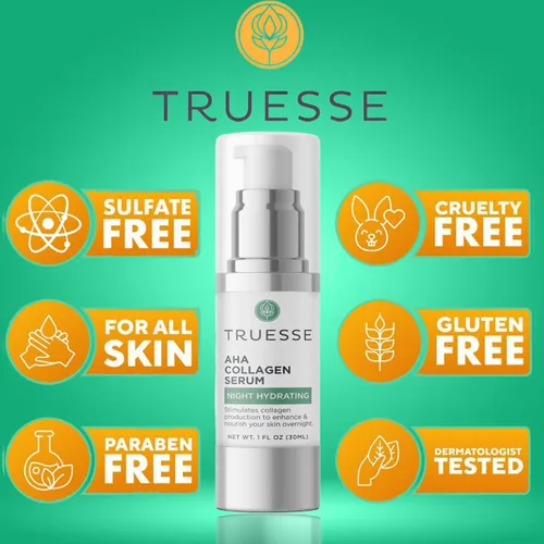 Vista 6 de AHA - Suero de colágeno - Suero para la cara - Péptido de colágeno - Hidratante nocturno - Suero antienvejecimiento - Suero facial durante la noche