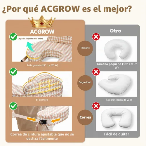 Vista 8 de Almohada de lactancia para lactancia materna, con valla de seguridad