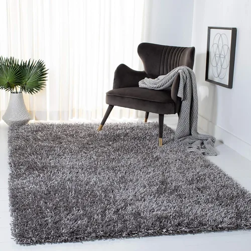 Vista 11 de Safavieh, tapete Shag New Orleans colección SG531-1313 hecha a mano, color beige y arena, 3 pies por 5 pies, Polipropileno, Gris / Gris