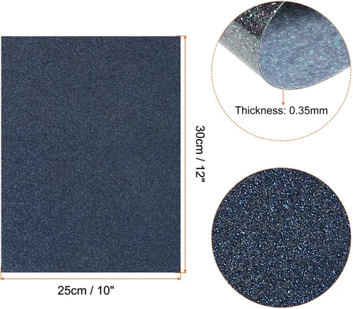 Vista 2 de MECCANIXITY Vinilo de transferencia de calor con purpurina para planchar, azul marino, 12 x 10 pulgadas, para camisetas, bolsas, zapatos, sombreros