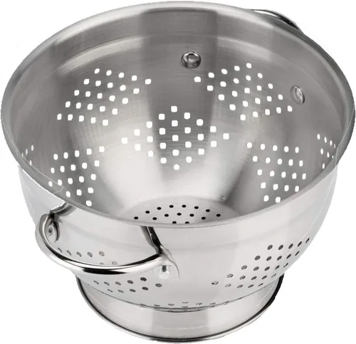 Vista 3 de Uniware Colador profesional de acero inoxidable estilo alemán, plateado, resistente (juego de 3 (3 + 5 + 8 cuartos de galón))
