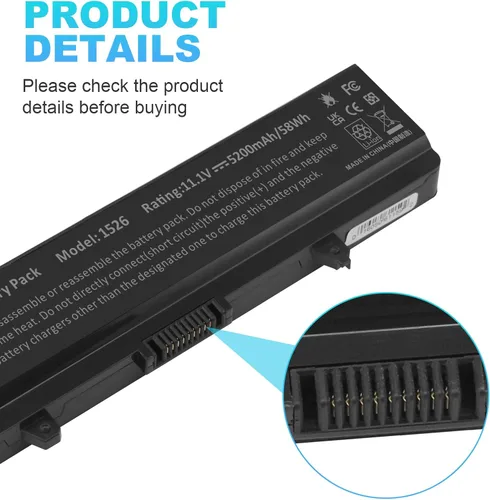 Vista 3 de Fancy Buying - Batería para portátil Dell Inspiron 1526, 1525, 1545, 1546, 1750 y 1440 compatible con P/N X284G, M911, M911G, GW240, RN873, K450N