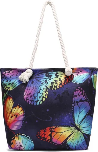 Vista 8 de Bolsas de mano con asa de cuerda, bolsa grande con asas de cuerda, lona resistente, reutilizable, bolsa de compras para comestibles, bolsa de playa