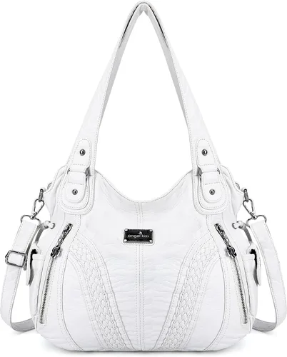 Vista 13 de Carteras y bolsos de mano para mujeres, bolso tote de moda, bolsos de hombro con asa superior, carteras tipo satchel de cuero sintético lavado