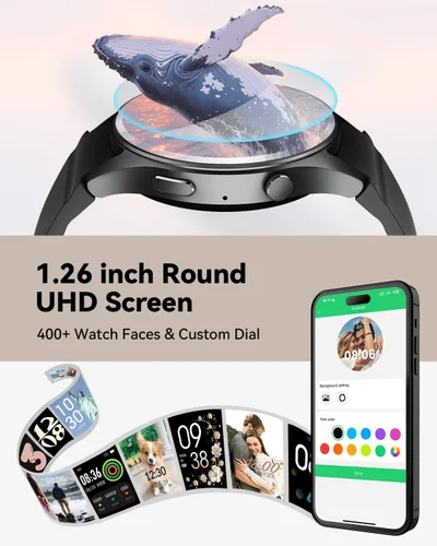 Vista 6 de Relojes inteligentes para hombres y mujeres, reloj inteligente HD de 1.26 pulgadas para teléfonos Android y iPhone (llamadas/contestadores), reloj