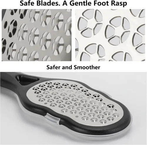 Vista 3 de 2 limas de pies con recolector de piel, raspador de pies de acero inoxidable, removedor de callos, pedicura, rallador de pies, limpiador de piel