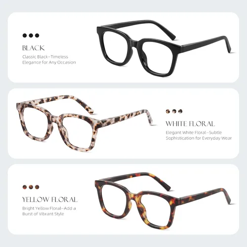 Vista 3 de Reading Glasses for Women Men - Blue Light Blocking Magnifying Readers,Square Anti-Glare Computer Eyeglasses Multi-01
