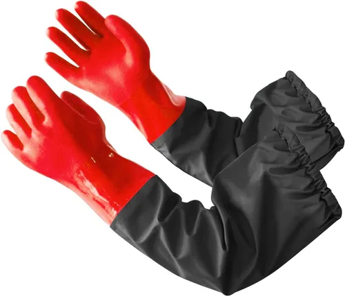 Vista 7 de Eiito Extra-Long 26" Rubber Pond Gloves, Chemical Resistant PVC Reusable Heavy Duty Waterproof Cleaning Glove