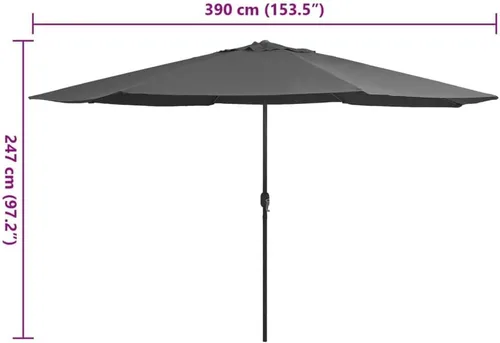 Vista 2 de vidaXL Sombrilla de jardín con manivela para patio al aire libre, sombrilla para refugio solar