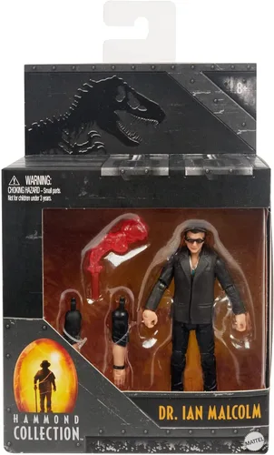 Vista 6 de Mattel Mundo Jurásico Juguetes Jurassic Park Colección Hammond Figura de Acción Dr. Ian Malcolm con Brazos Intercambiables y Accesorio, Regalo