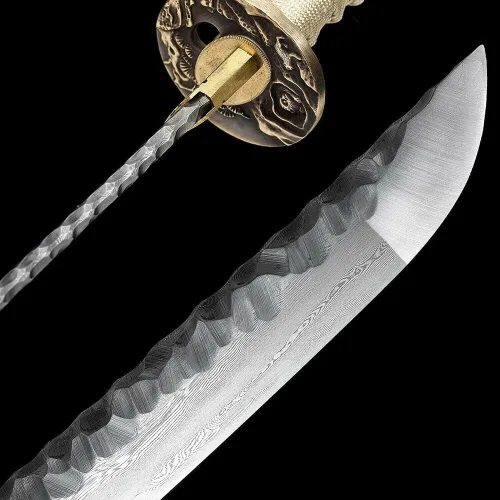Vista 7 de Espada Katana samurái japonesa de 41 pulgadas, hecha a mano, hecha a mano, color gris