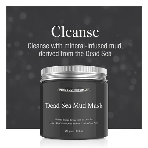 Vista 3 de Pure Body Naturals Juego de regalo de máscara facial, incluye máscara de barro natural, máscara de arcilla y máscara facial de carbón, regalo
