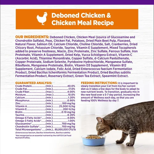 Vista 7 de Wellness, Comida Completa para Gatos, Saludable, Natural, Libre de Granos, Seca.