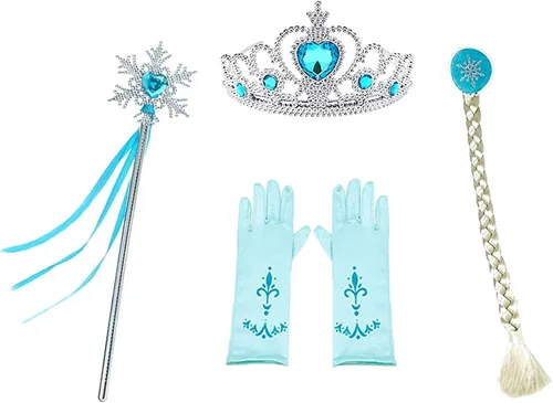 Vista 5 de Disfraz de princesa Elsa para niñas, vestido de fiesta de cumpleaños para niña pequeña