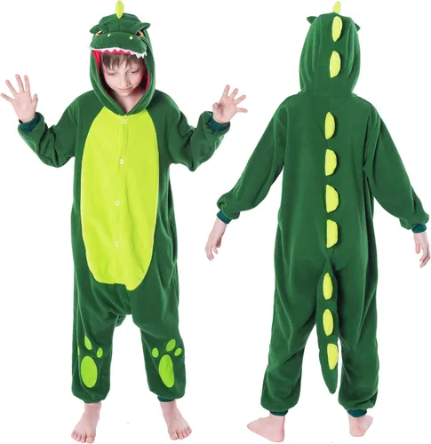 Vista 2 de Spooktacular Creations Pijama unisex de dinosaurio para niños, disfraz de dinosaurio de felpa, disfraz de Halloween, fiesta, juego de rol