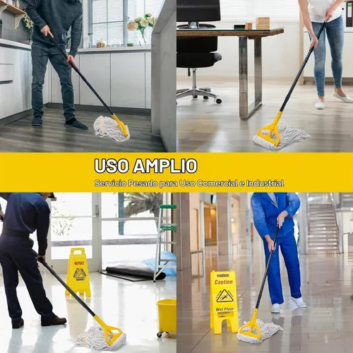 Vista 4 de KeFanta Mango de mopa de 152 cm, mango de mopa comercial resistente, industrial, reemplazo de palo de mopa, cambio rápido, soporte para reemplazo