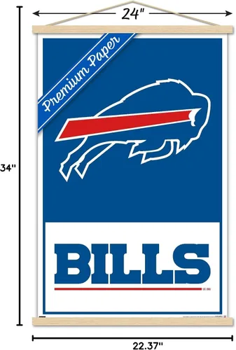 Vista 6 de Trends International NFL Buffalo Bills - Póster de pared con logotipo 21, 22.37 x 34.00 pulgadas, impresión prémium y colgador de madera de haya