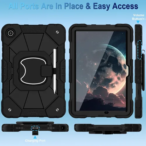 Vista 5 de WESOROL Funda para Galaxy Tab A11 Plus/A9 Plus de 11 pulgadas, a prueba de golpes para tableta Samsung A11+/A9+ con protector de pantalla con Negro