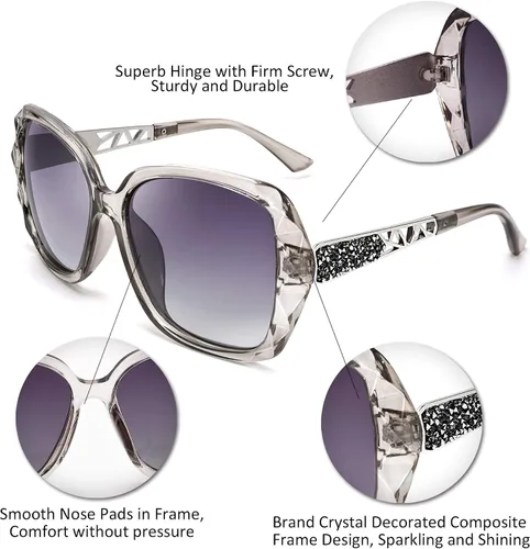 Vista 27 de FEISEDY - gafas de sol polarizadas para mujer, marco compuesto brillante B2289