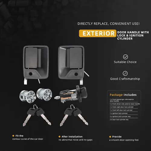 Vista 3 de Manija de puerta exterior delantera con cilindro de encendido y bloqueo, para Ford F-250 F-350 F-450 F-550 1998-2007, para Excursion 2000-2005
