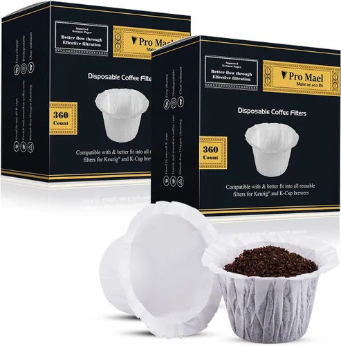 Vista 18 de Pro Mael Filtros desechables de taza K, papel de filtro de café para cafeteras Keurig de una sola porción 1.0 y 2.0, uso con cápsulas K Cup Natural