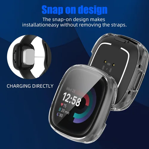 Vista 6 de Paquete de 6 fundas protectoras de pantalla para Fitbit Sense 2 / Versa 4 [cobertura completa], parachoques de policarbonato duro, accesorios
