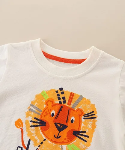 Vista 3 de Conjunto de camiseta de manga corta y pantalón corto de algodón para bebé