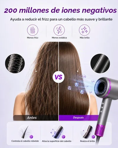 Vista 3 de NUTROMO Secador de pelo con estuche de transporte, secador iónico de alta Secador de pelo profesional de secado rápido de 3 minutos, iones negativos