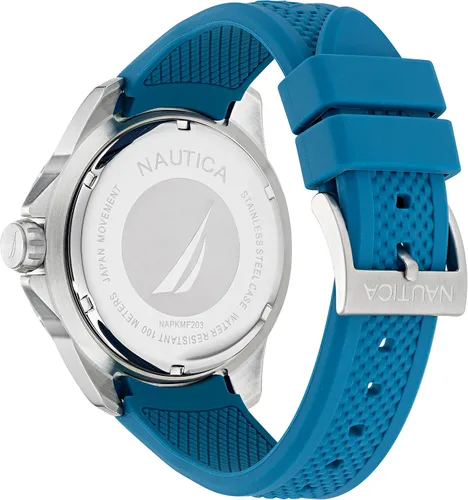 Vista 3 de Nautica Reloj de correa de silicona azul claro KOH May Bay para hombre (Modelo NAPKMF203), Azul, Moderno