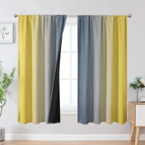 Vista 44 de Estelar Textiler Cortinas oscurecedoras beige y blanco grisáceo de 45 pulgadas de largo, cortinas graduadas con bloqueo de luz para baño, cortinas