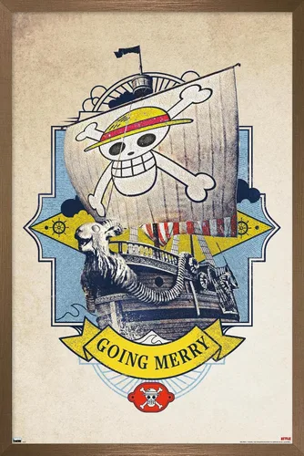 Vista 15 de Trends International Netflix One Piece - Póster de pared Going Merry de 14.72 x 22.37 pulgadas, versión enmarcada de madera de granero
