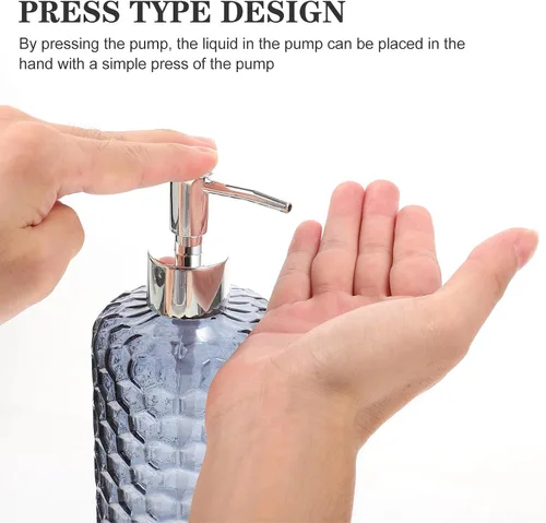 Vista 8 de VICASKY Glass Pump Bottle with Silver Cap Refillable Hand Soap Dispenser for Shampoo Lotion Body Wash Large Capacity Easy-Press Multi-Function